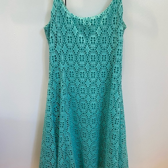 Aqua Eyelet Turquoise Dress - Picture 2 of 3